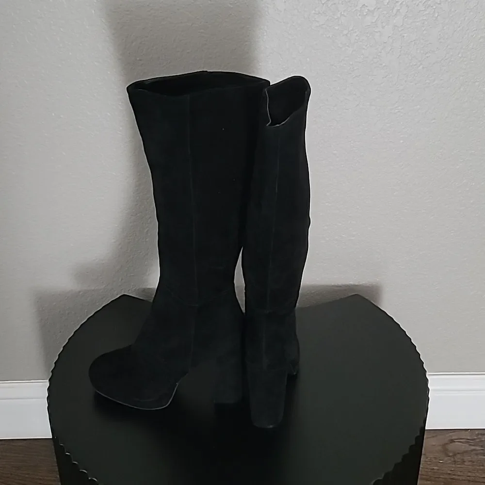Steve Madden Marcello Black Leather Suede Platform Boots Size 9.5M